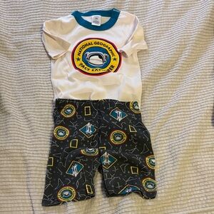 Hanna Andersson White and Teal Space Explorer Pajama Set